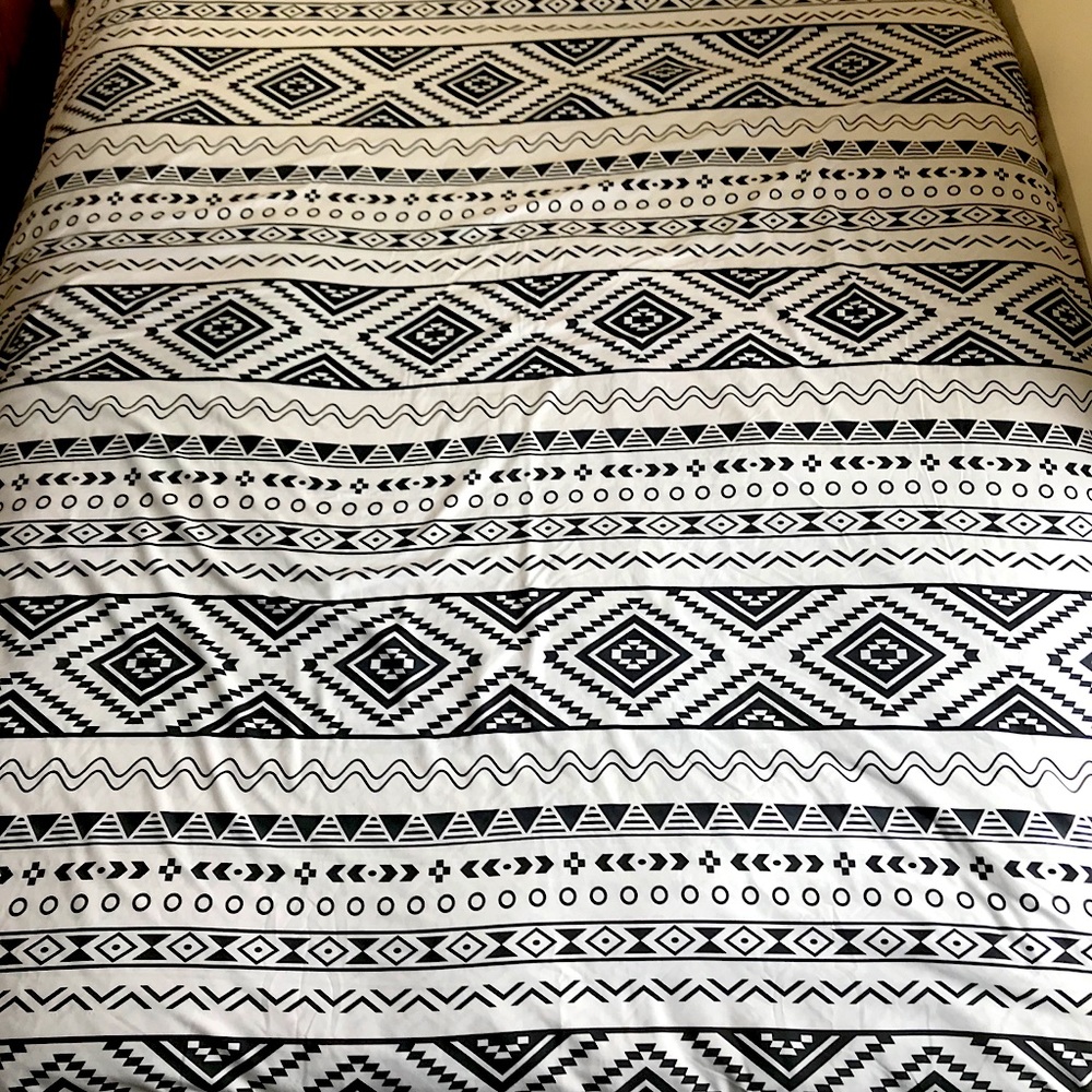 Geometric & Native,black & white queen duvet cover